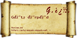 Götz Árpád névjegykártya